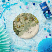 Floral White Daisy Flowers Wedding Papieren Bordje (Feest)