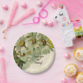 Floral White Daisy Flowers Wedding Papieren Bordje (Feest)