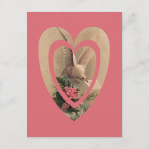 Floral White Dove met opmerking in het hart Briefkaart
