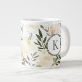 Floral White en Green Romantic Waterverf Grote Koffiekop (Voorkant rechts)