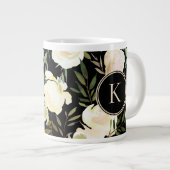 Floral White en Green Romantic Waterverf Grote Koffiekop (Voorkant rechts)