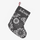 Floral white en grijs kleine kerstsok (Voorkant (Hangend))