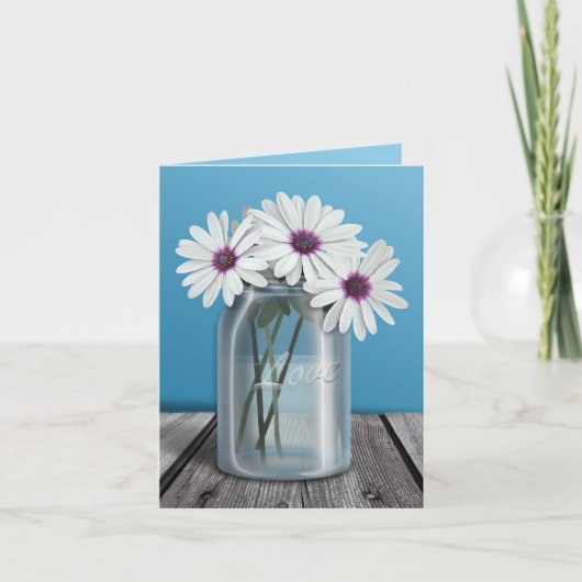 Floral White en Paars Daisy Mason Jar cards Bedankkaart (Voorkant)