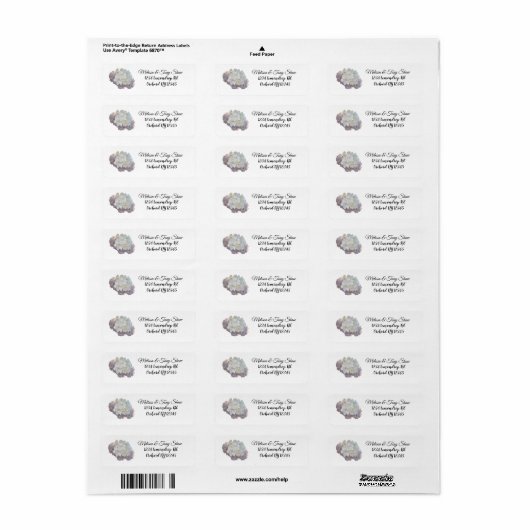 Floral White en Roze Address Label (Full Sheet)
