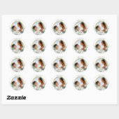 *~* Floral White Flowers Wedding FOTO Ronde Sticker (Vel)