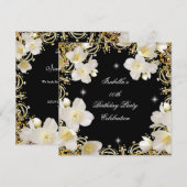 Floral White Gold Black Elite Women's Birthday Kaart (Voorkant / Achterkant)