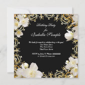 Floral White Gold Black Elite Women's Birthday Kaart (Achterkant)