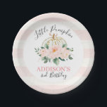 Floral White Gold Pumpkin Birthday Party Papieren Bordje<br><div class="desc">Floral White Gold Pumpkin Birthday Party Paper Bord

Pompoenen of herfsten met het zoete florale verjaardagspapier bord met een witte pompoen en goudpompoen en een vette roze florale inbedding.  Dit pompoen met de titel verjaardagsartikel bord is ideaal voor een klein meisje's herfst of herfst meisje's verjaardagsfeest.</div>