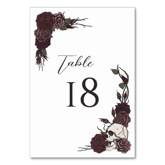 Floral White Gothic Wedding Table Number Card Kaart (Voorkant)