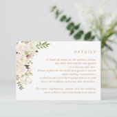 Floral White Greenery Rustic Wood Wedding Details Kaart (Staand voorkant)