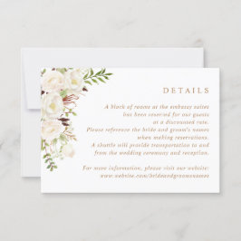 Floral White Greenery Rustic Wood Wedding Details Kaart