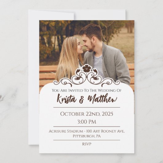 Floral White Half Custom Foto Kaart (Voorkant)