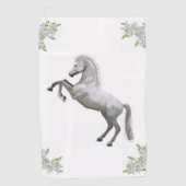 Floral White Horse Golf Towel Golfhanddoek (Voorkant)