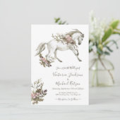 Floral White Horse Ranch Wedding Invitation Kaart (Staand voorkant)