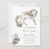 Floral White Horse Ranch Wedding Invitation Kaart (Voorkant)