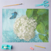 Floral White Hydrangea Blue Butterfly Art Tissuepapier (Craft)