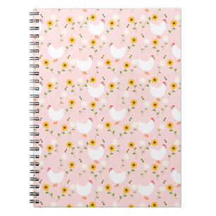 Floral White Kippen op Roze Notitieboek
