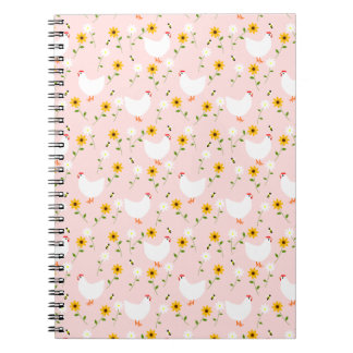 Floral White Kippen op Roze Notitieboek