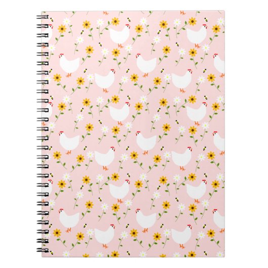 Floral White Kippen op Roze Notitieboek (Voorkant)