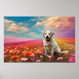 Floral White Labrador Retriever te downloaden Poster