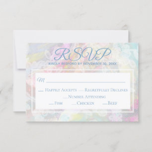 *~* Floral White Lace  Romantic Wedding RSVP Kaartje