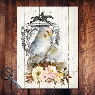 Floral White Leghorn Chickens Tissuepapier