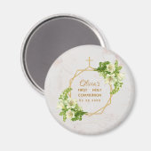 Floral White Lilies Marble Gold Magneet (Voorkant / Achterkant)