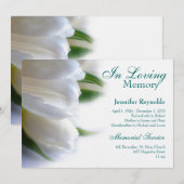Floral White Memorial begrafenisaankondiging Kaart (Voorkant / Achterkant)