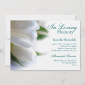 Floral White Memorial begrafenisaankondiging Kaart (Voorkant)