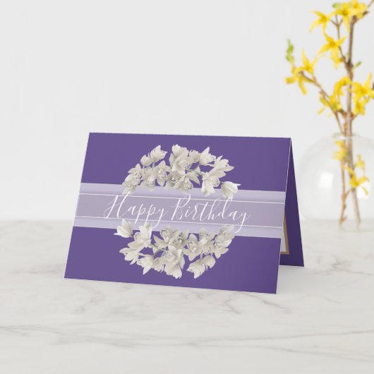  Floral White Orchid Flower Bouquet Birthday Kaart (Gele Bloem)