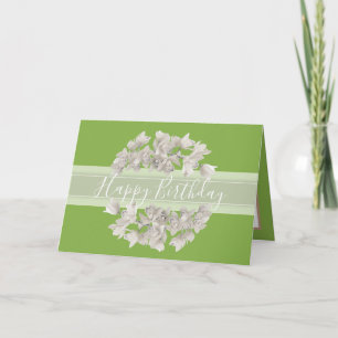  Floral White Orchid Flower Bouquet Birthday Kaart