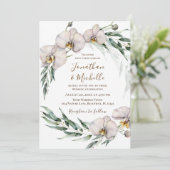 Floral White Orchids Greenery Christelijk Wedding Kaart (Staand voorkant)