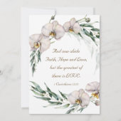 Floral White Orchids Greenery Christelijk Wedding Kaart (Achterkant)