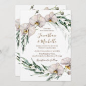 Floral White Orchids Greenery Christelijk Wedding Kaart (Voorkant / Achterkant)