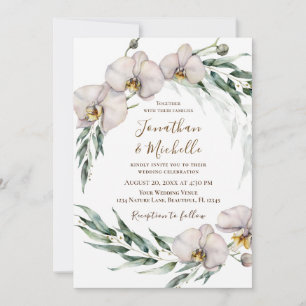 Floral White Orchids Greenery Christelijk Wedding Kaart