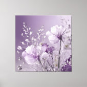Floral White & Paarse Silver AI kunst Canvas Afdruk (Voorkant)