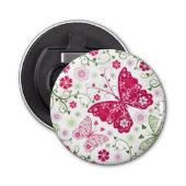 Floral White Pattern Button Flesopener (Voorkant)