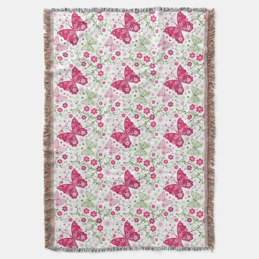 Floral White Pattern Deken (Voorkant Verticaal)