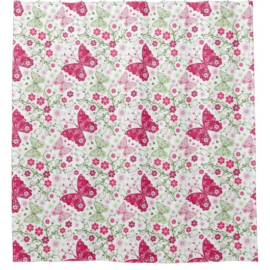 Floral White Pattern Douchegordijn (Voorkant)