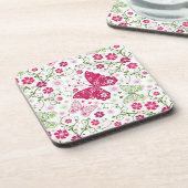 Floral White Pattern Drankjes Onderzetter (Linkerzijde)