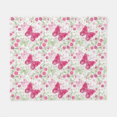 Floral White Pattern Fleece Deken (Voorkant (Horizontaal))