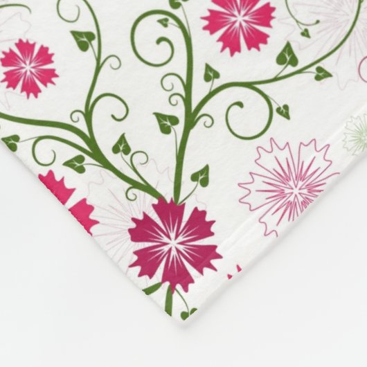 Floral White Pattern Fleece Deken (Hoek)