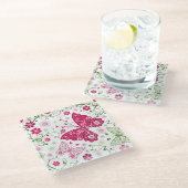 Floral White Pattern Glazen Onderzetter (Schuin)