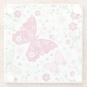 Floral White Pattern Glazen Onderzetter (Achterkant)