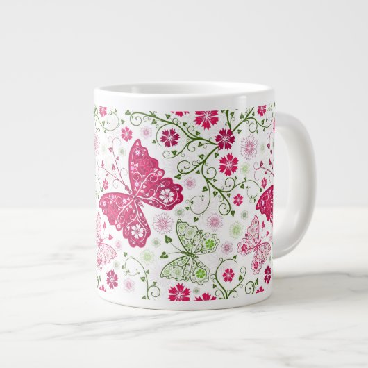Floral White Pattern Grote Koffiekop (Voorkant rechts)