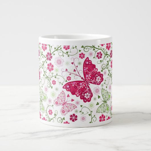 Floral White Pattern Grote Koffiekop (Voorkant)