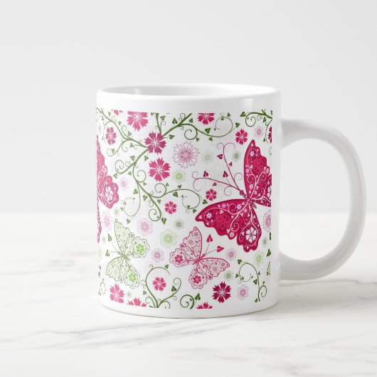 Floral White Pattern Grote Koffiekop (Rechts)
