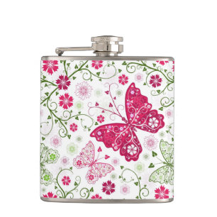 Floral White Pattern Heupfles