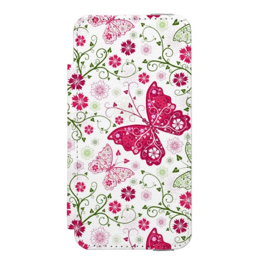 Floral White Pattern Incipio iPhone Portemonnee Hoesje (Voorkant Agenda)