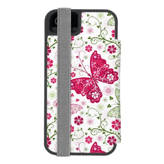 Floral White Pattern Incipio iPhone Portemonnee Hoesje (Agenda Achterkant)